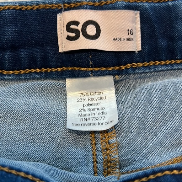 Girls Size 16 SO Dark Blue Jeggings - Picture 3 of 6